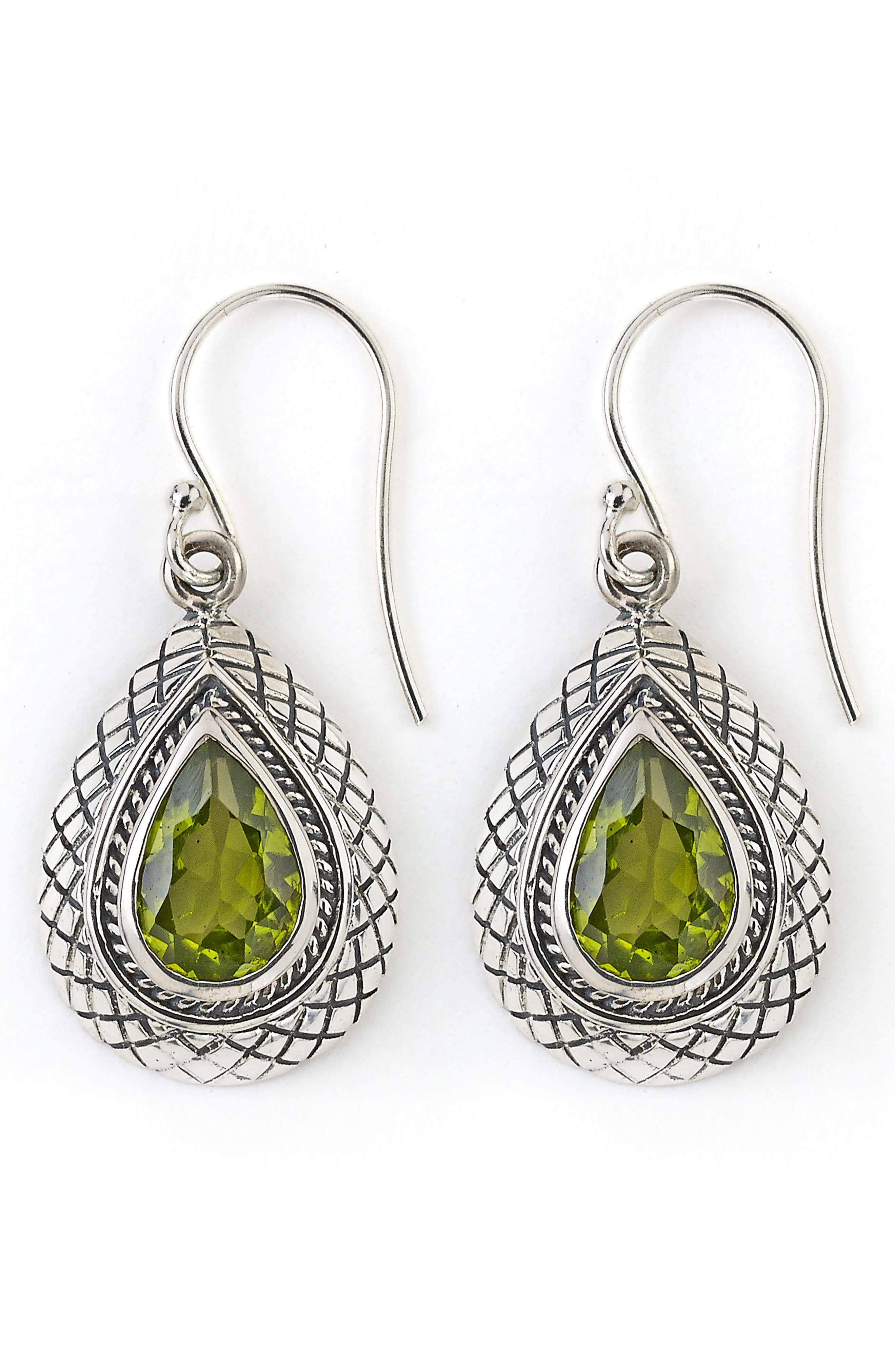 SAMUEL B. Sterling Silver Pear Cut Peridot Drop Earrings (Women ...
