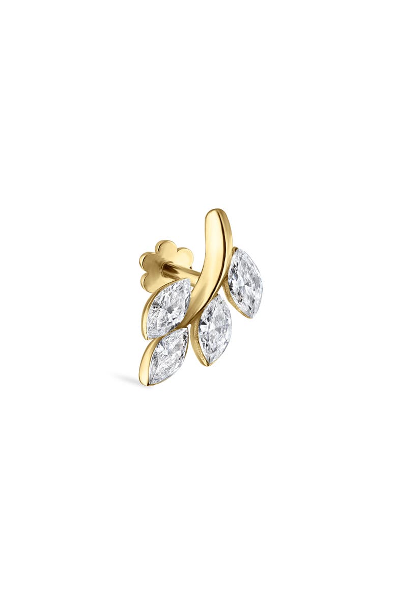 Diamond Vine Threaded Stud Earring, Main, color, YELLOW GOLD