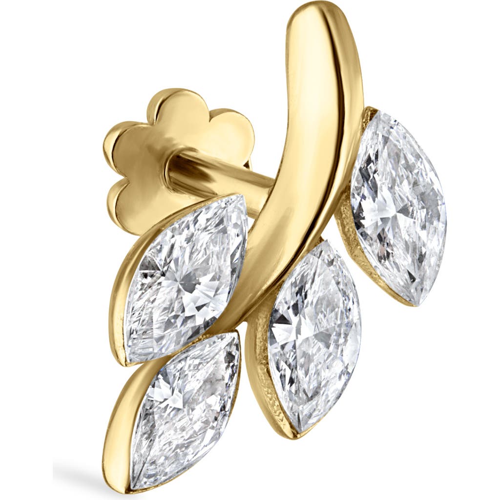 Shop Maria Tash Diamond Vine Threaded Stud Earring In Yellow Gold