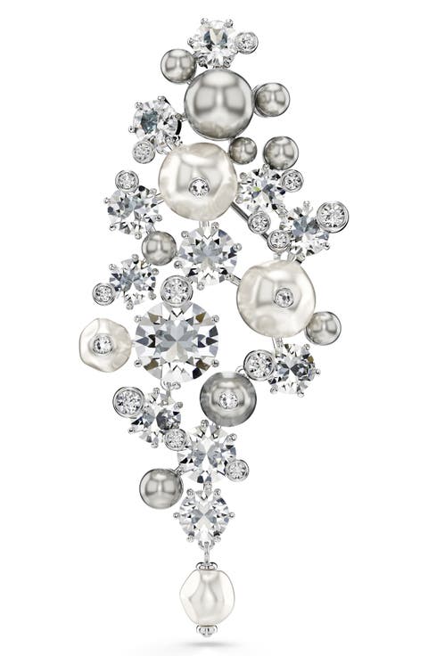 Constella Crystal & Faux Pearl Brooch