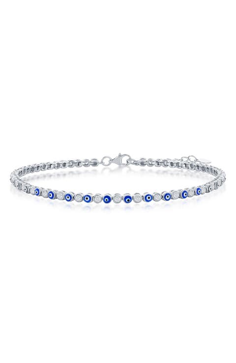 Evil Eye Cubic Zirconia Tennis Anklet