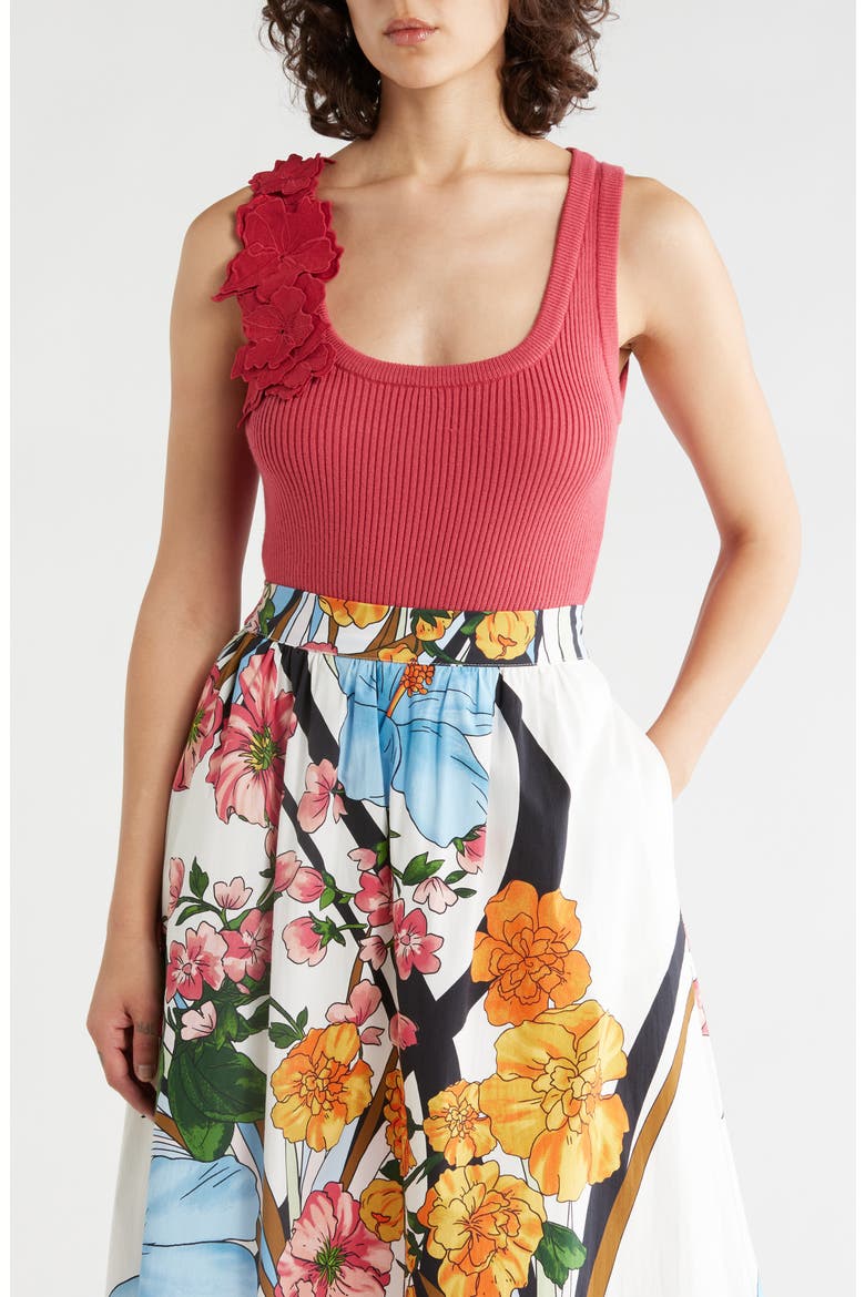 Floral Appliqué Sweater Tank, Main, color, SUMMER ROSE