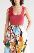 T Tahari Floral Appliqué Sweater Tank