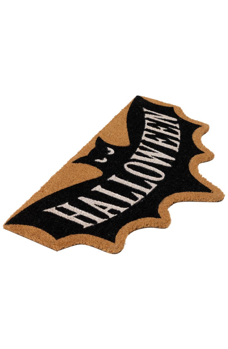 Northlight Natural Coir "Halloween" Bat Shaped Doormat - 18" x 30", Alternate, color, Black