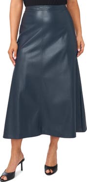 Vince Camuto Faux Leather Center Seam Maxi Skirt