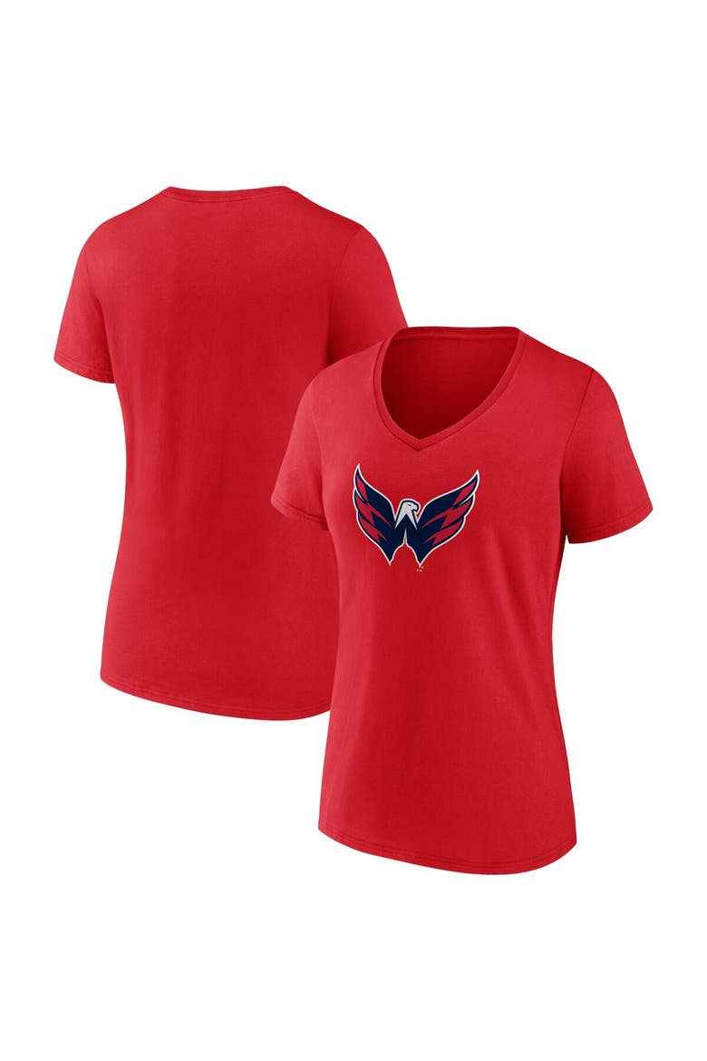 Women's Fanatics Red Washington Capitals Primary Logo Team V-Neck T-Shirt, Main, color, Red