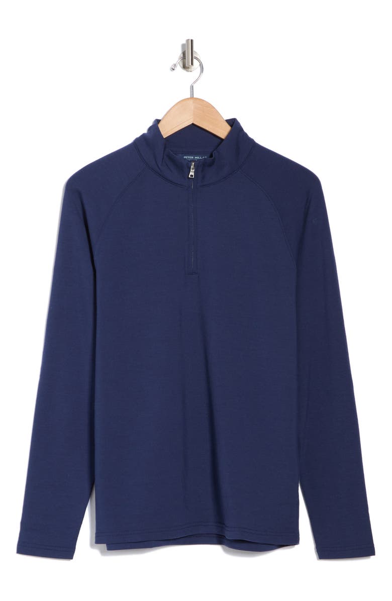 Peter Millar Crown Crafted Excursionist Flex Merino Wool Blend Quarter Zip Pullover, Alternate, color, 