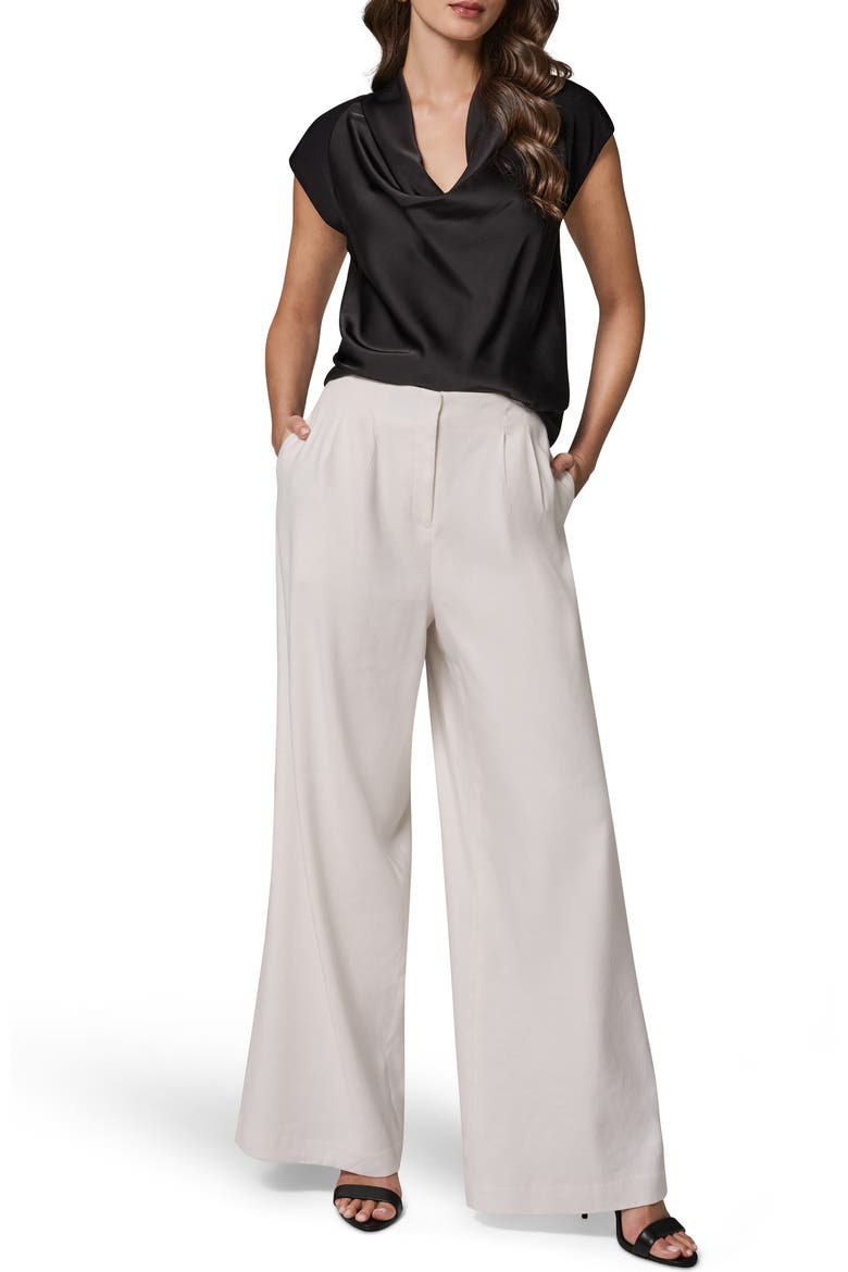 Wide Leg Linen Blend Pants, Alternate, color, CREAM