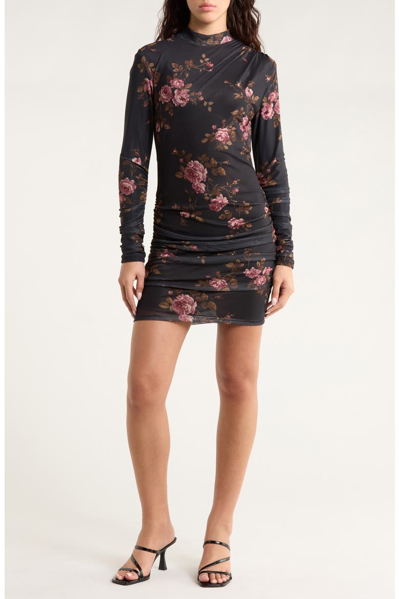 Emerson Long Sleeve Mesh Minidress, Main, color, BALLAD