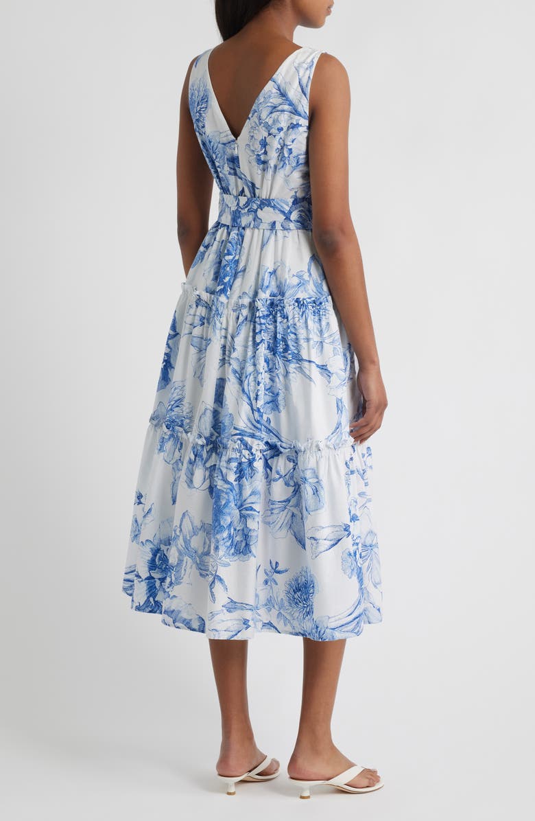Vince Camuto Floral Print Belted Tiered Cotton Maxi Dress, Alternate, color, 