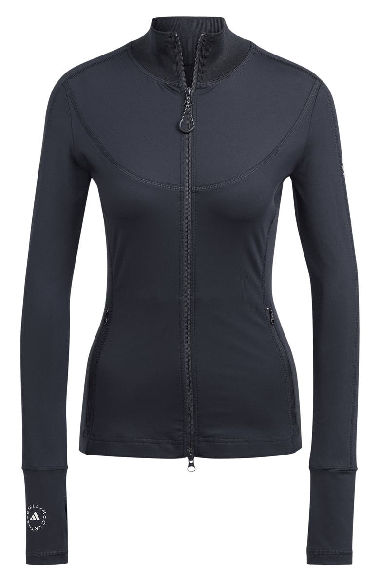 adidas by Stella McCartney Fitted Long Sleeve Jacket, Alternate, color, Black