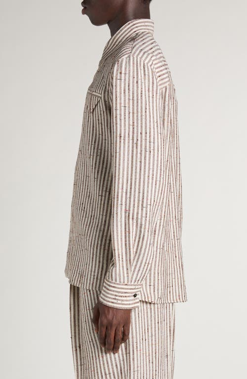 Bottega Veneta Flecked Stripe Button-up Shirt In 9236 Talc/loam