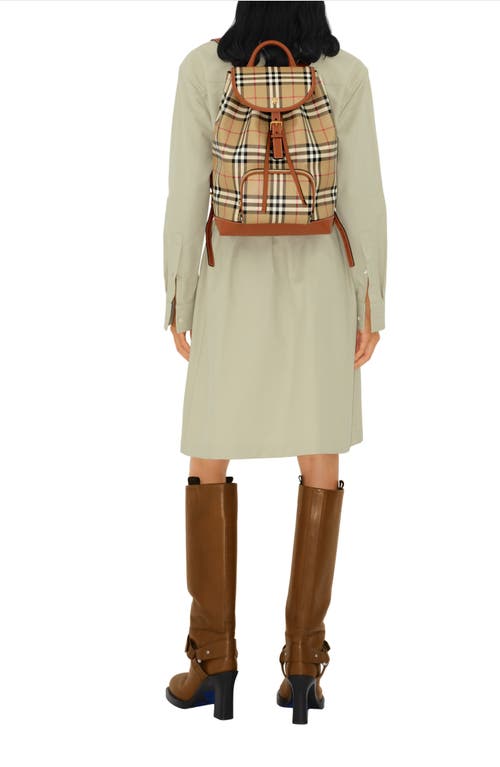 Shop Burberry Medium Check Coated Canvas Backpack