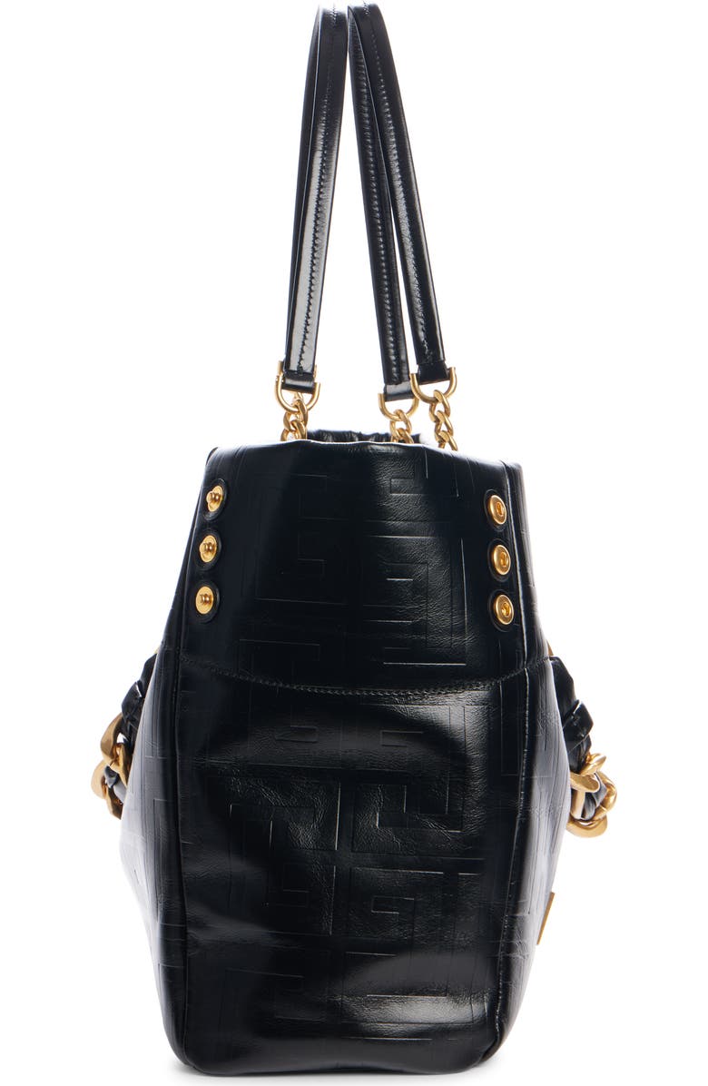 Balmain Small 1945 Monogram Embossed Soft Leather Tote, Alternate, color, 0Pa Black