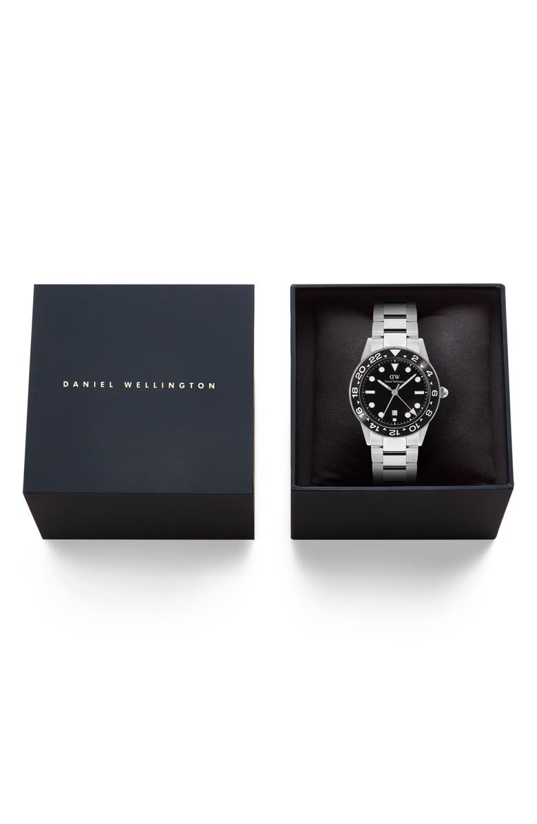 Daniel Wellington Iconic Ceramic Bezel GMT Bracelet Watch, 40mm, Alternate, color, Silver-Tone