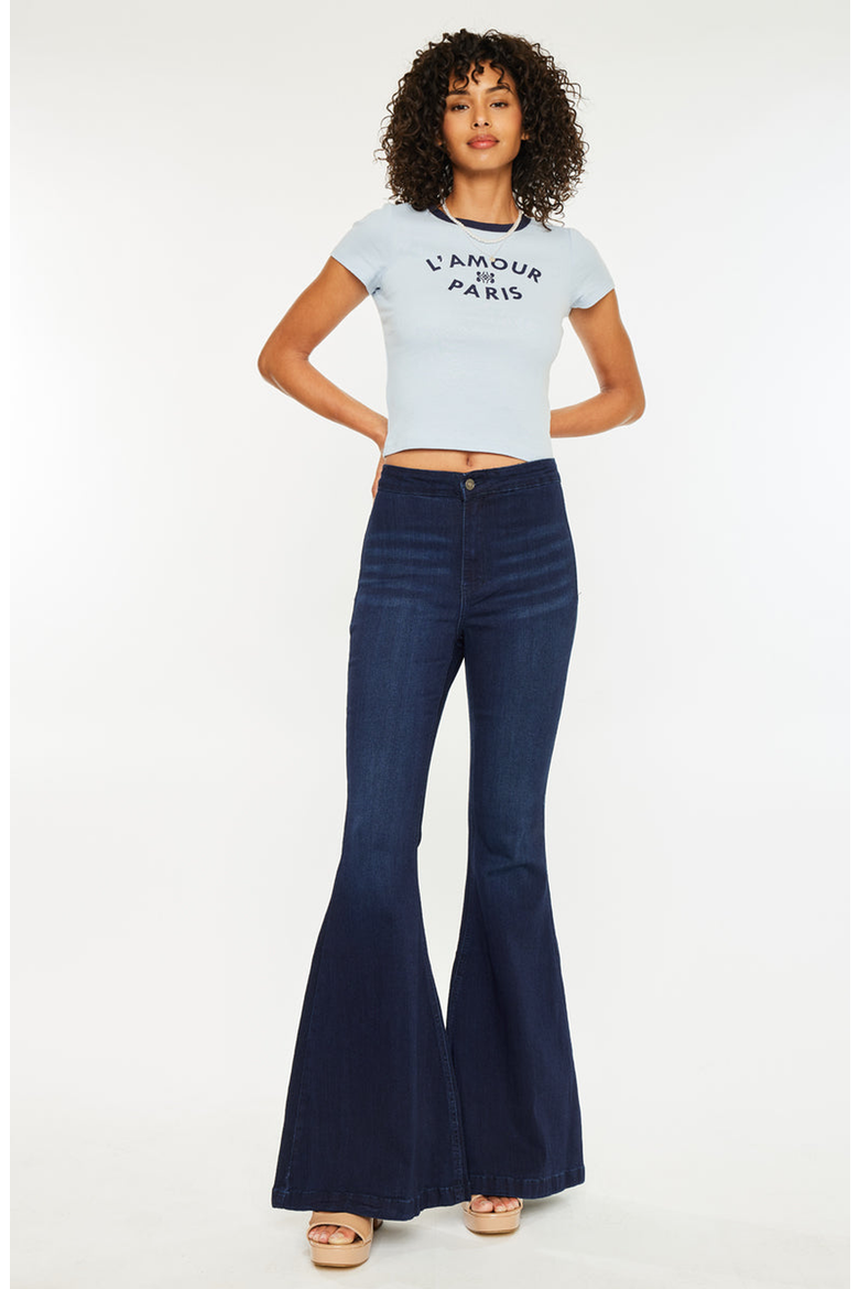 Jainey High Rise Flare Jeans, Main, color, Medium Blue