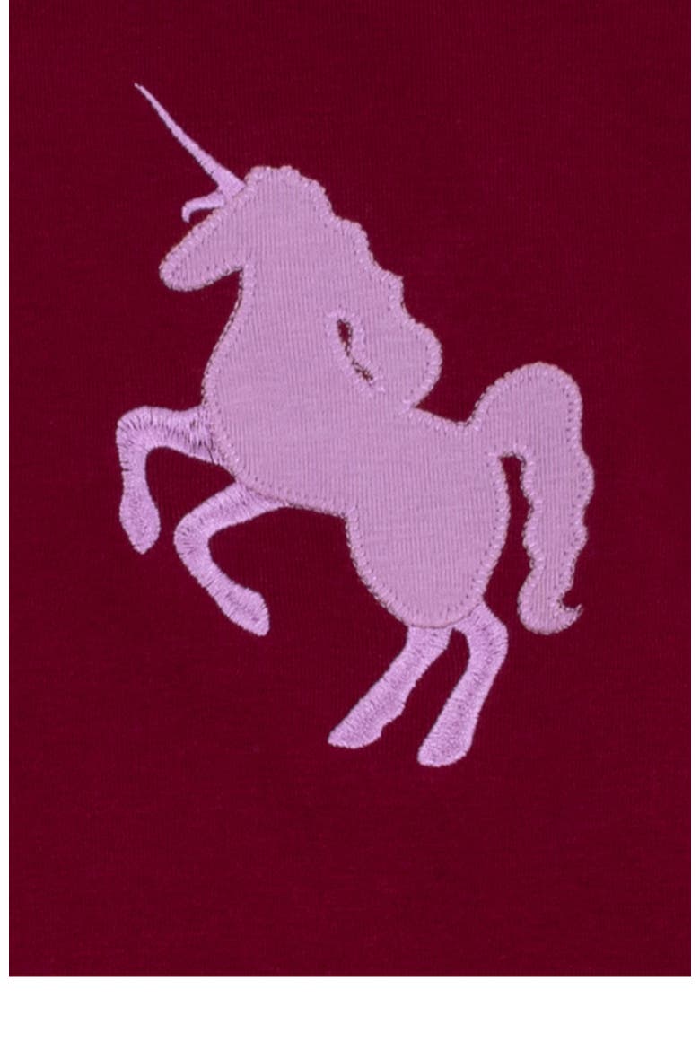 Cotton Two-Piece Printed Pajamas, Animals & Characters, Alternate, color, Unicorn Maroon