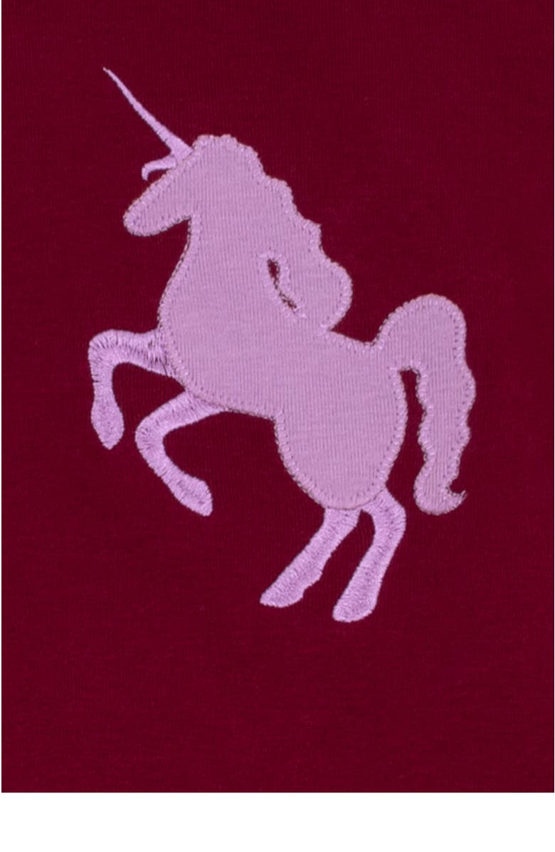 Leveret Two-Piece Printed Cotton Pajamas, Stripes, Animals & Characters, Alternate, color, Unicorn Maroon