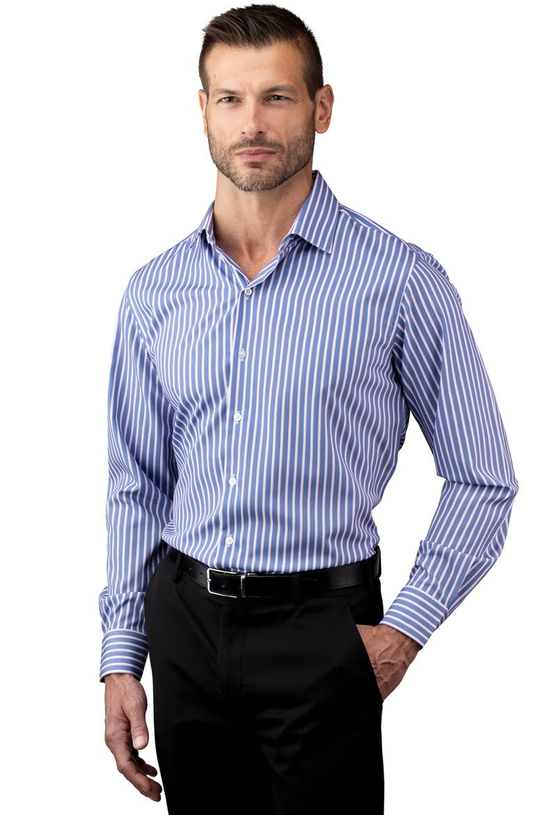 Striped Trim Fit Dress Shirt, Alternate, color, BLUE/ PINK/ WHT