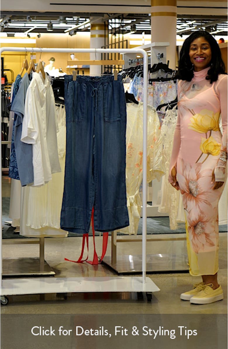 Drawstring Chambray Ankle Wide Leg Pants, sales video thumbnail