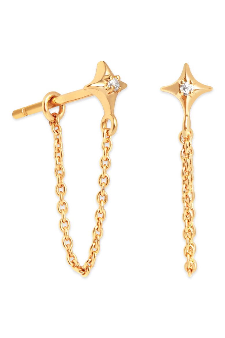 Cosmic Star Chain Huggie Earrings, Main, color, GOLD