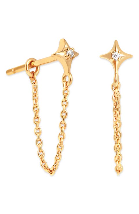 Cosmic Star Chain Huggie Earrings
