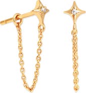 Astrid & Miyu Cosmic Star Chain Huggie Earrings