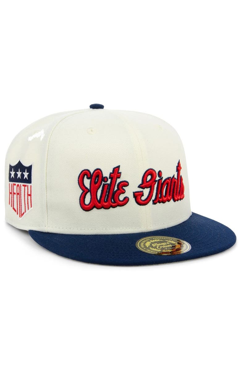 RINGS & CRWNS Men's Rings & Crwns Cream/Navy Baltimore Elite Giants Team Fitted Hat, Alternate, color, 