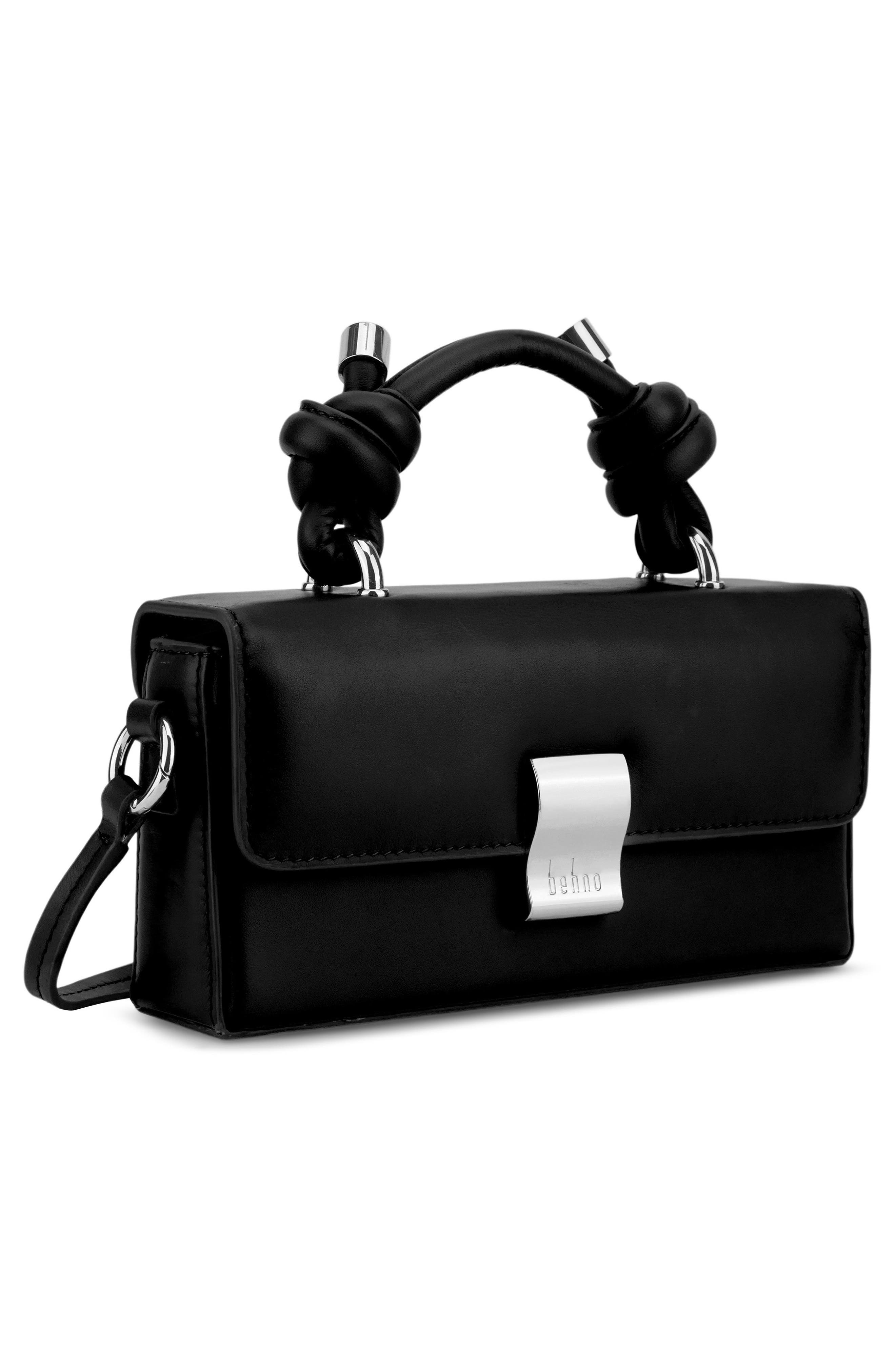 behno Micro Mary Soft Metallic Leather Crossbody Bag, Alternate, color, Black Nappa