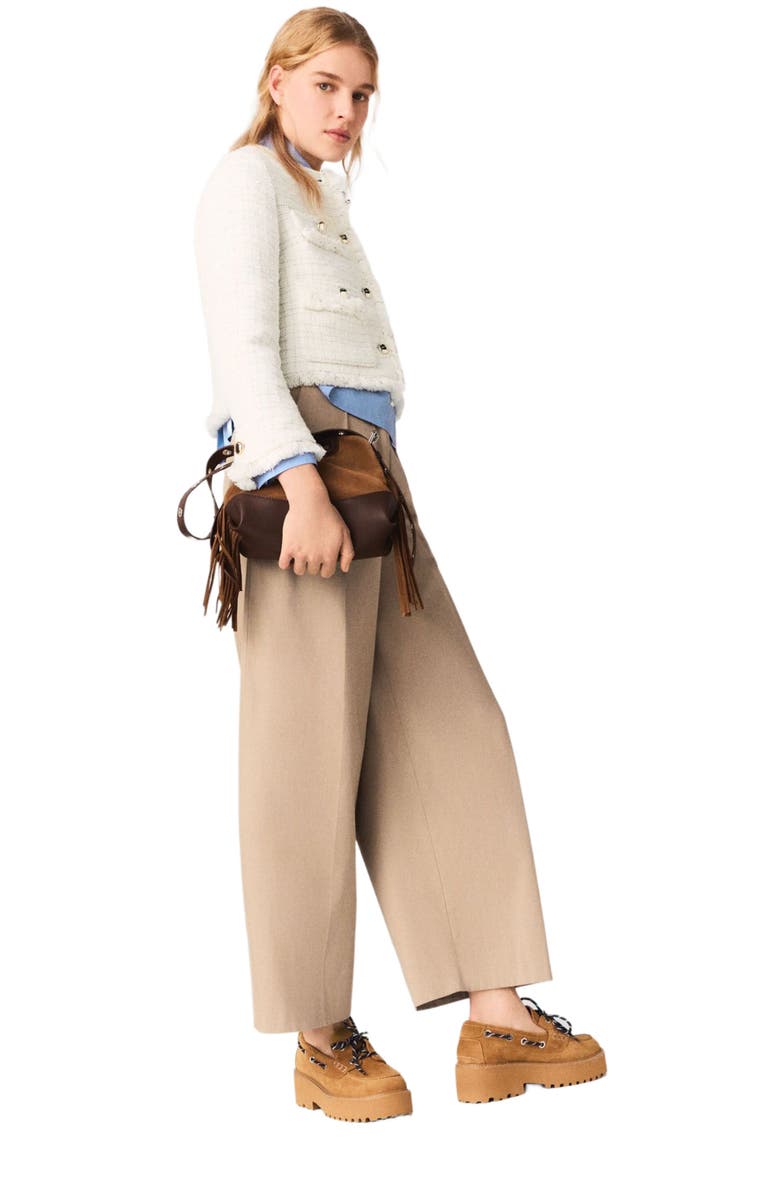 maje Short tweed jacket, Alternate, color, Ecru