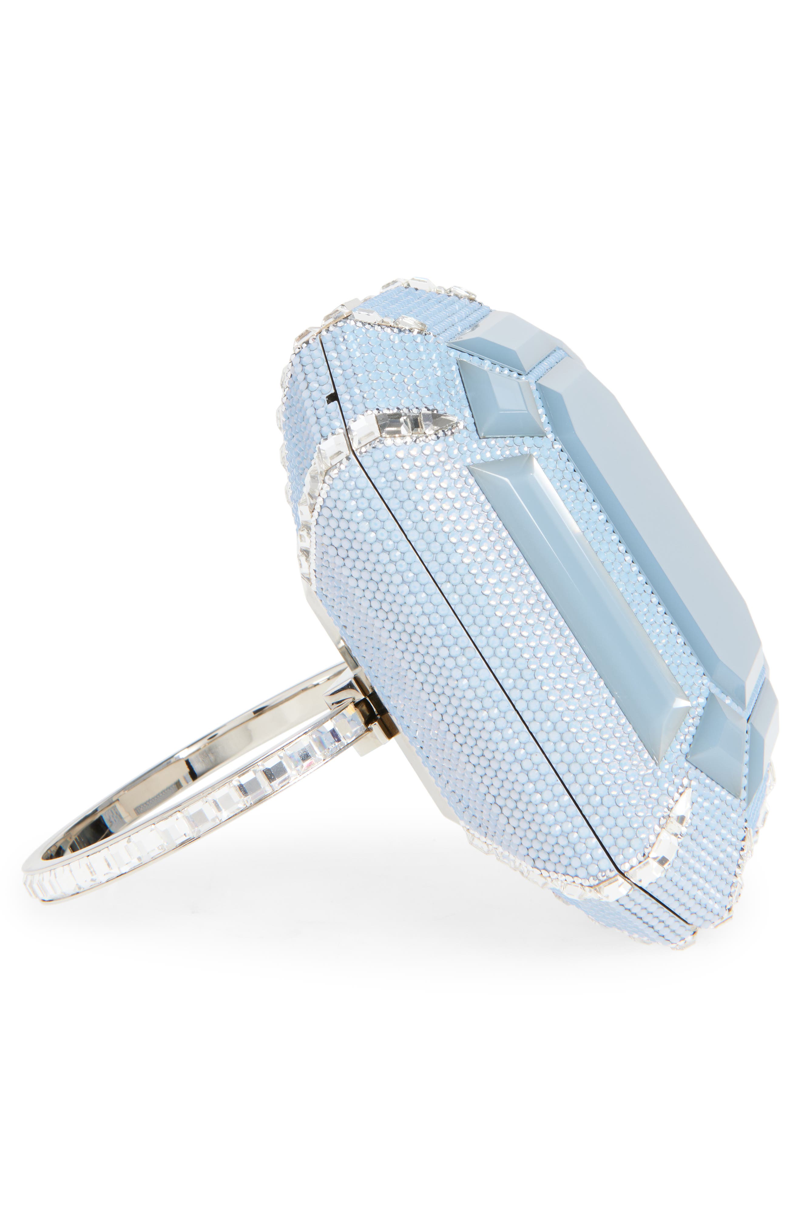 JUDITH LEIBER COUTURE Emerald Cut Ring Minaudière, Alternate, color, Silver Sapphire Multi