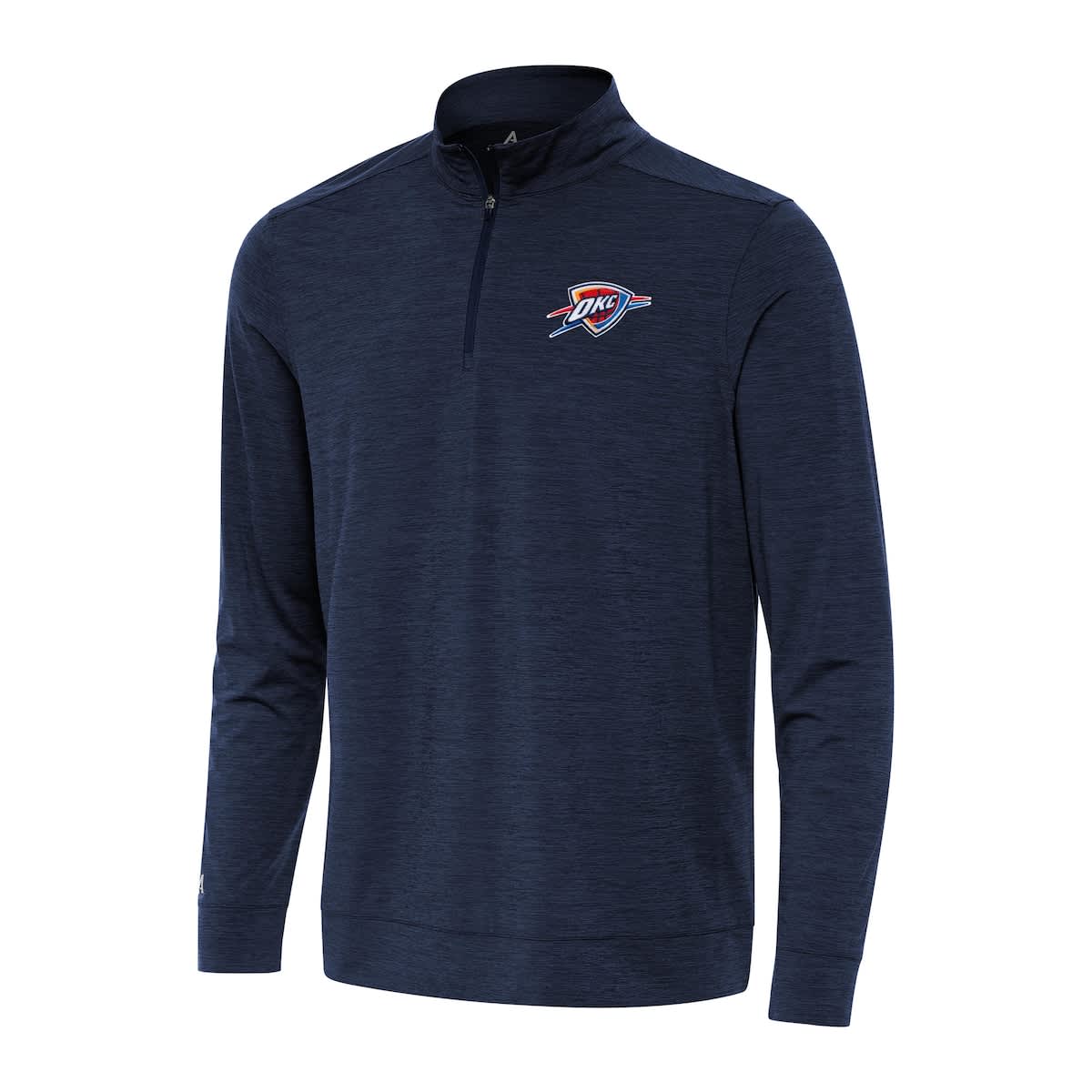 Antigua Heather Navy Oklahoma City Thunder Bright Quarter-zip Top In Blue