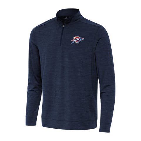 Men's Antigua Heather Navy Oklahoma City Thunder Bright Quarter-Zip Top