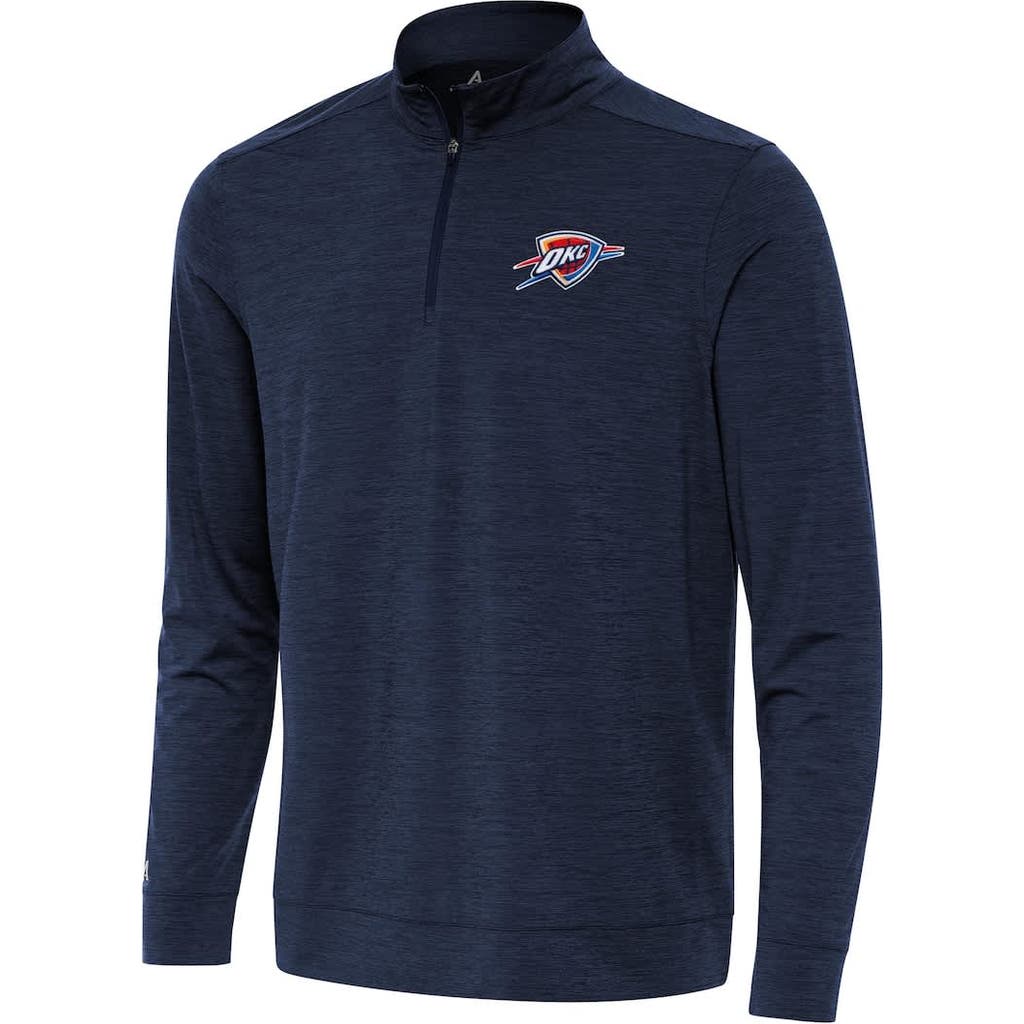 Antigua Heather Navy Oklahoma City Thunder Bright Quarter-zip Top In Blue
