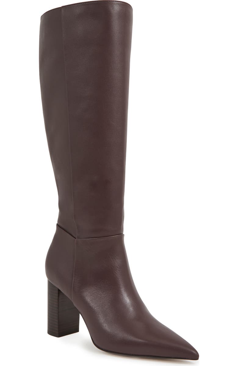 Reiss Bianca Pointed Toe Knee High Boot, Main, color, Burgundy