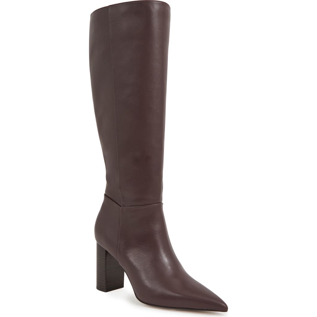 Reiss Bianca Pointed Toe Knee High Boot In Burgundy