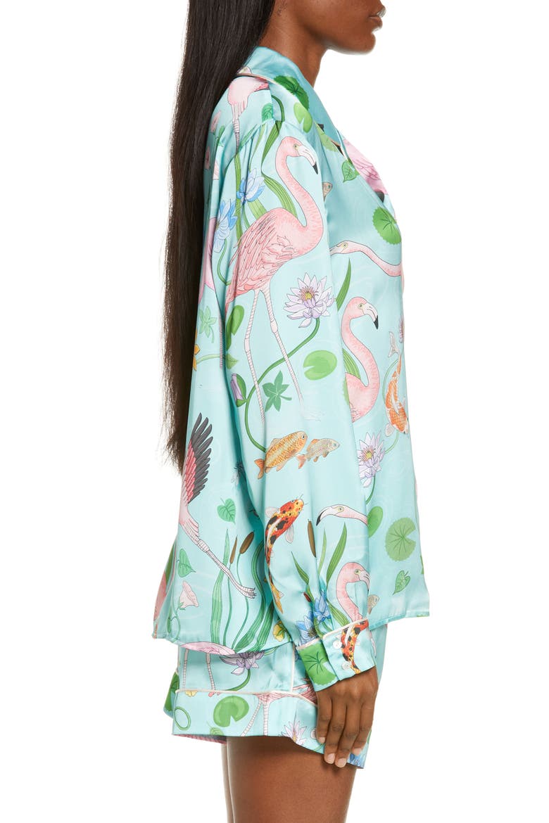 Flamingo Short Pajamas, Alternate, color, TURQUOISE