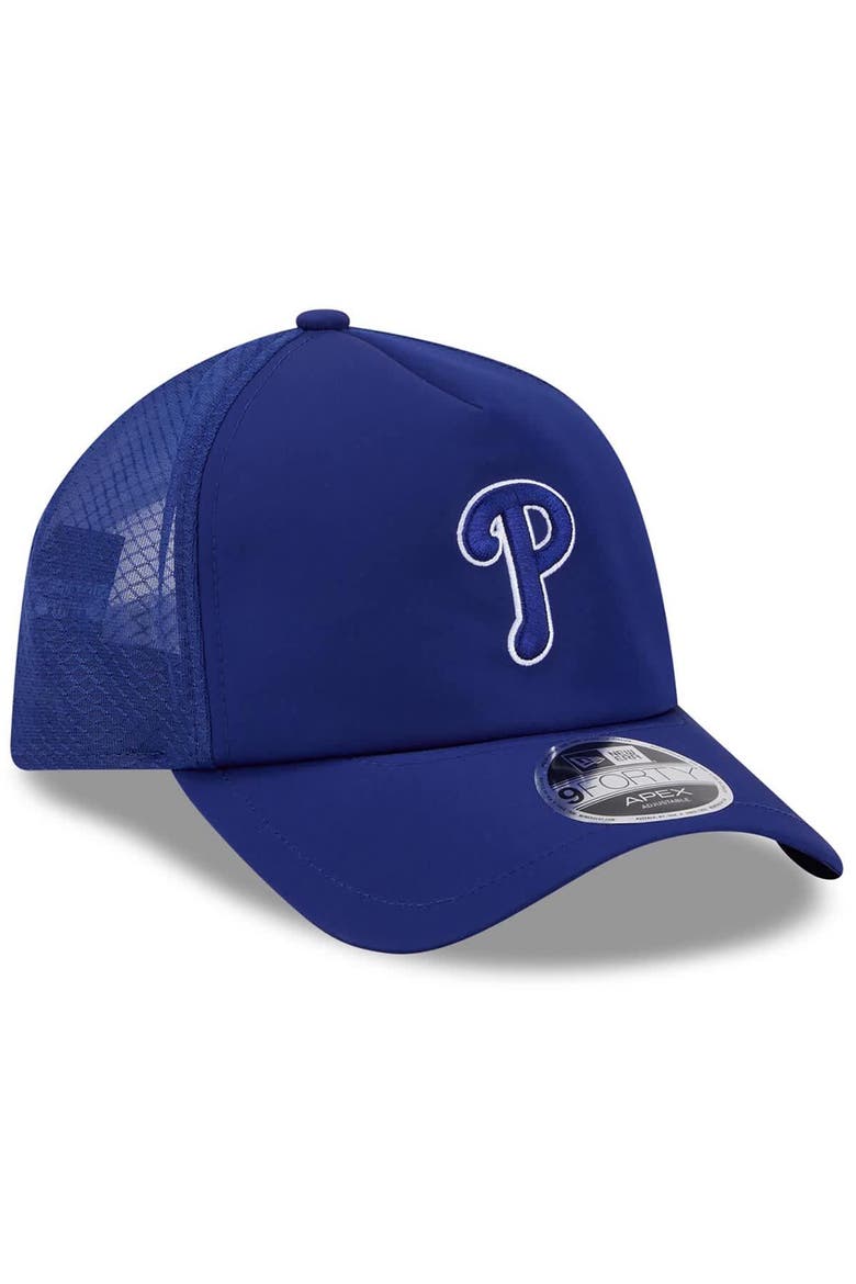 Men's New Era Royal Philadelphia Phillies 2026 Batting Practice Apex 9FORTY Adjustable Trucker Hat, Alternate, color, Royal