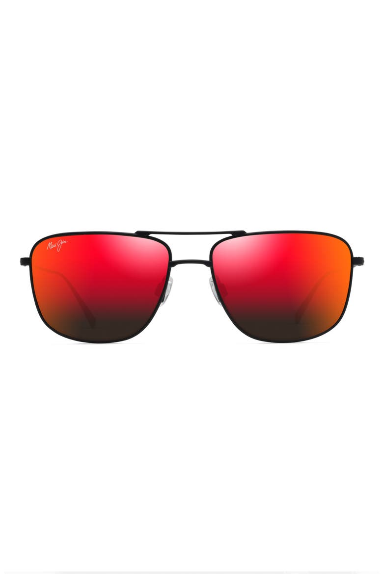 Mikioi 54mm PolarizedPlus2® Aviator Sunglasses, Main, color, MATTE BLACK