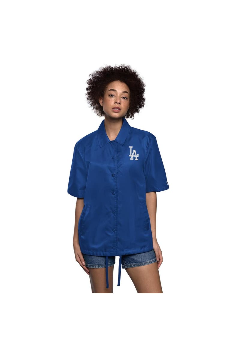 Women's Starter Royal Los Angeles Dodgers High Post Short Sleeve Full-Snap Coaches Jacket, Alternate, color, Royal