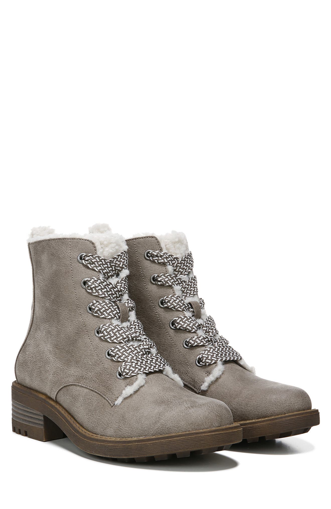 Kunis Cozy Faux Shearling Lined Lace-Up Boot, Alternate, color, DUNE