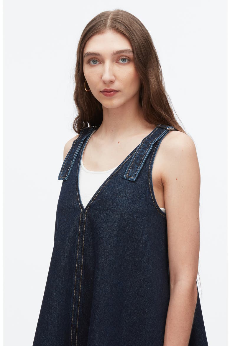 Sleeveless Trapeze Minidress, Alternate, color, DARK INDIGO