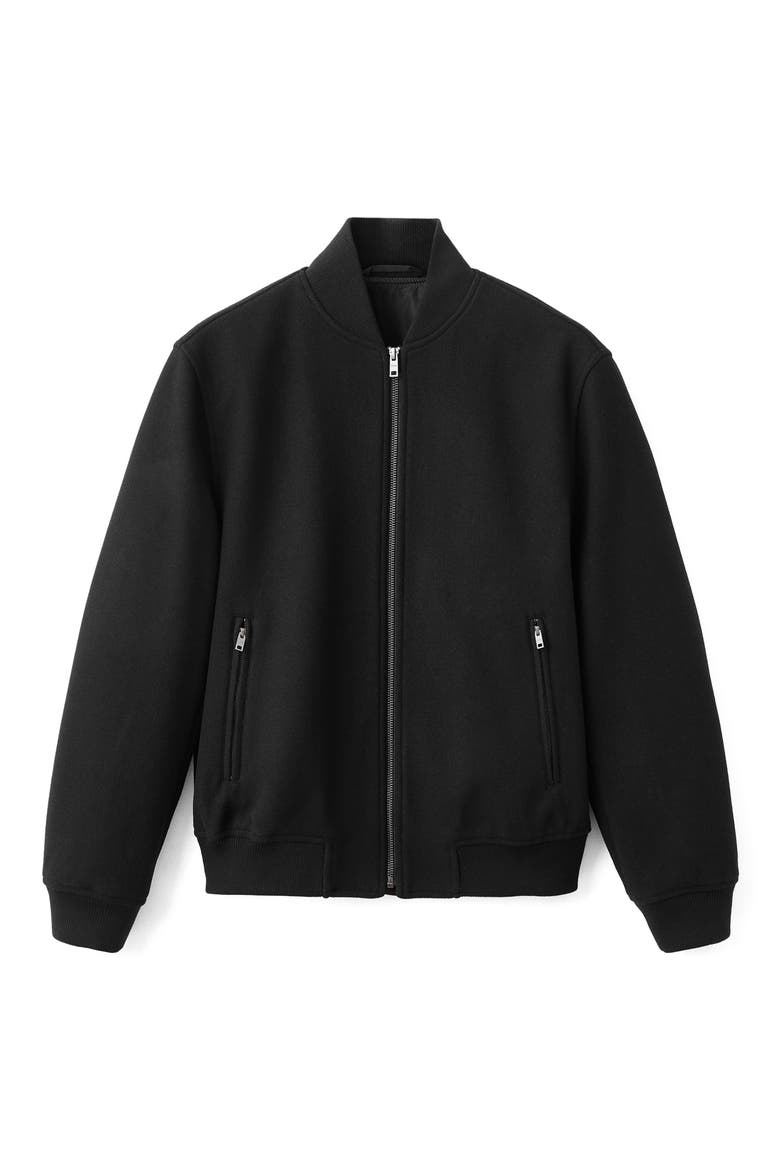 Zip-Up Bomber Jacket, Alternate, color, BLACK