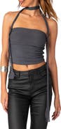 EDIKTED Gathered Strapless Crop Top & Scarf