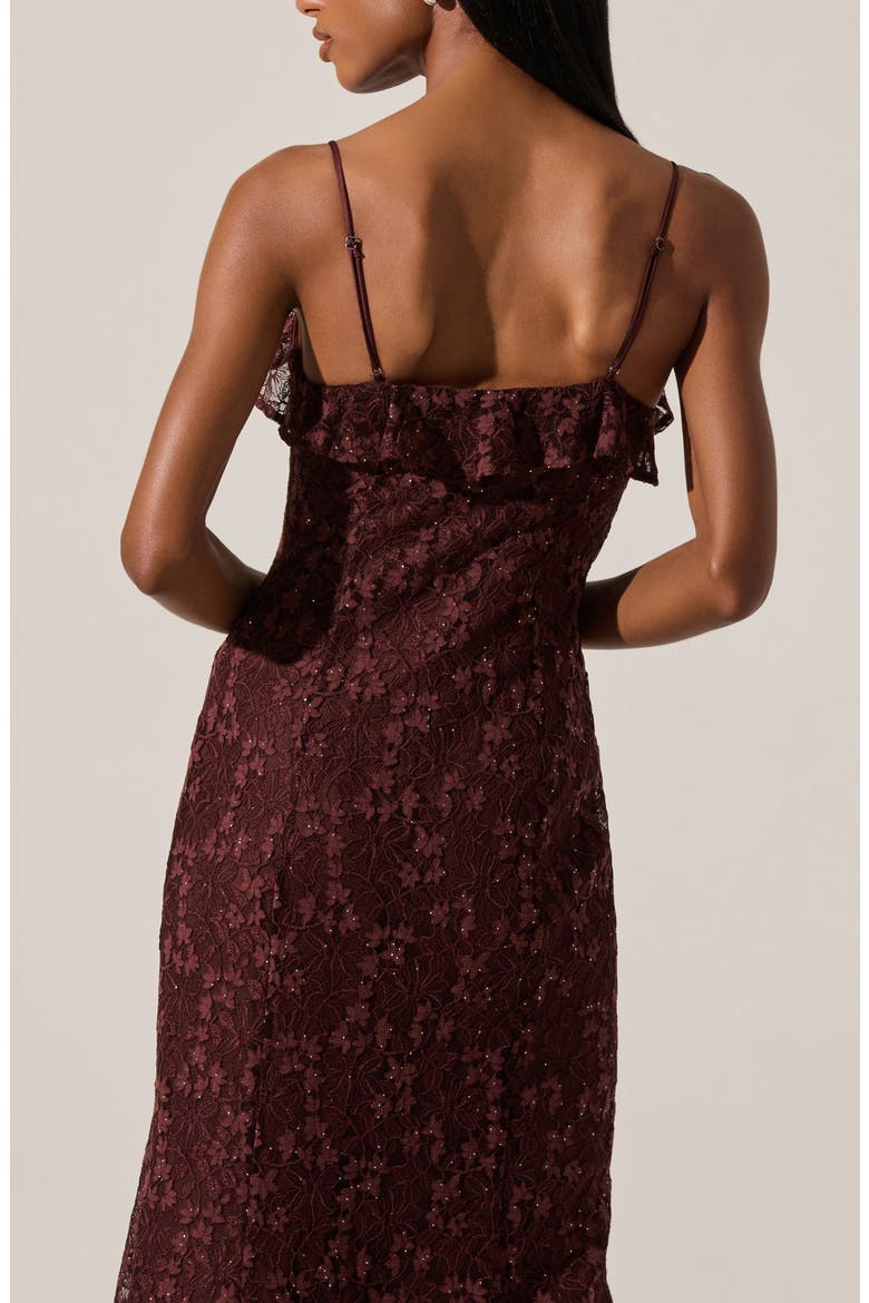 Leonie Lace & Sequin A-Line Dress, Alternate, color, WINE BROWN