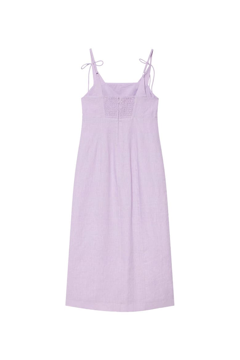 Linen Bow Detail Midi Dress, Alternate, color, Lilac