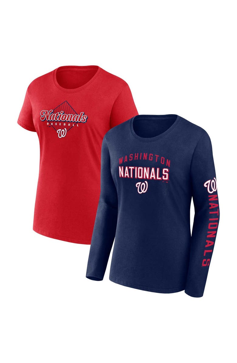 FANATICS Women's Fanatics Branded Navy/Red Washington Nationals T-Shirt Combo Pack, Main, color, Navy