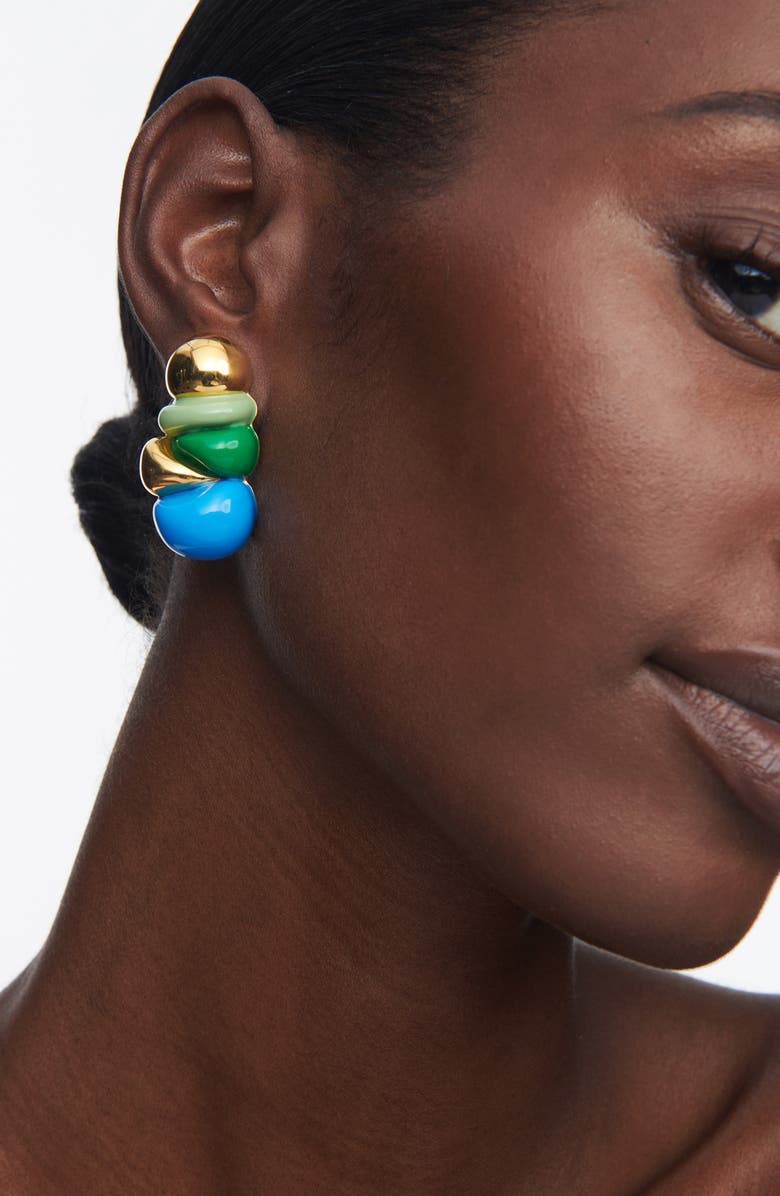 Sterling King Bellmer Ball Enamel Drop Earrings, Alternate, color, Gold/ Blue/ Green