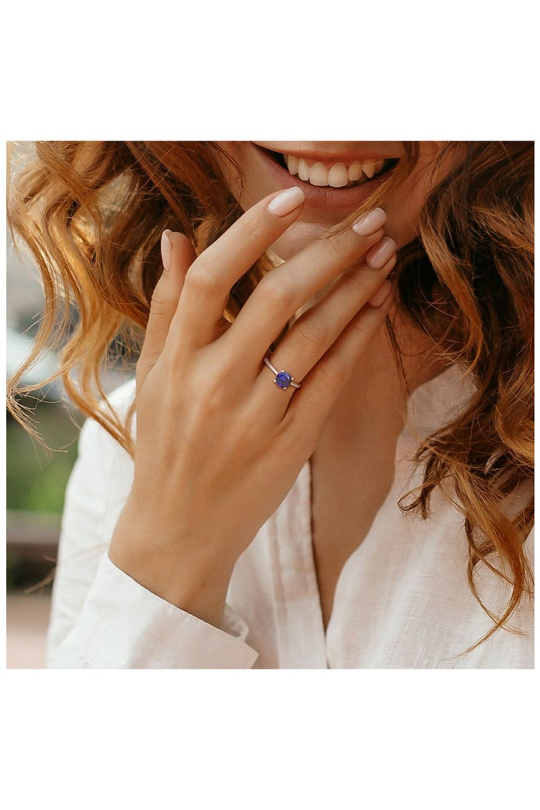 Lab Created Sapphire Solitaire Ring, Alternate, color, BLUE