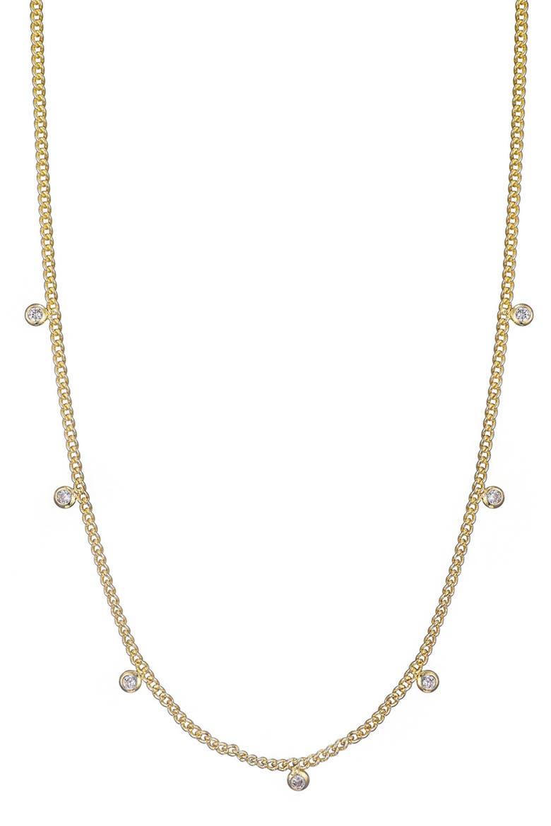 14K Gold Plated Cubic Zirconia Droplet Necklace, Main, color, GOLD